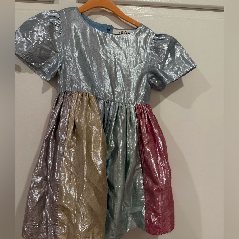 Mini Boden Shimmering Silver Jacket